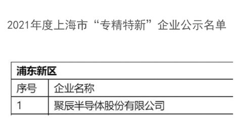 聚辰半導(dǎo)體獲評(píng)2021年度上海市經(jīng)信委“專精特新”企業(yè)